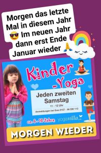 Kinderyoga, das letzte Mal in diesem Jahr