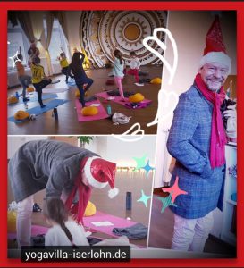 Weihnachtsmann beim Kinderyoga